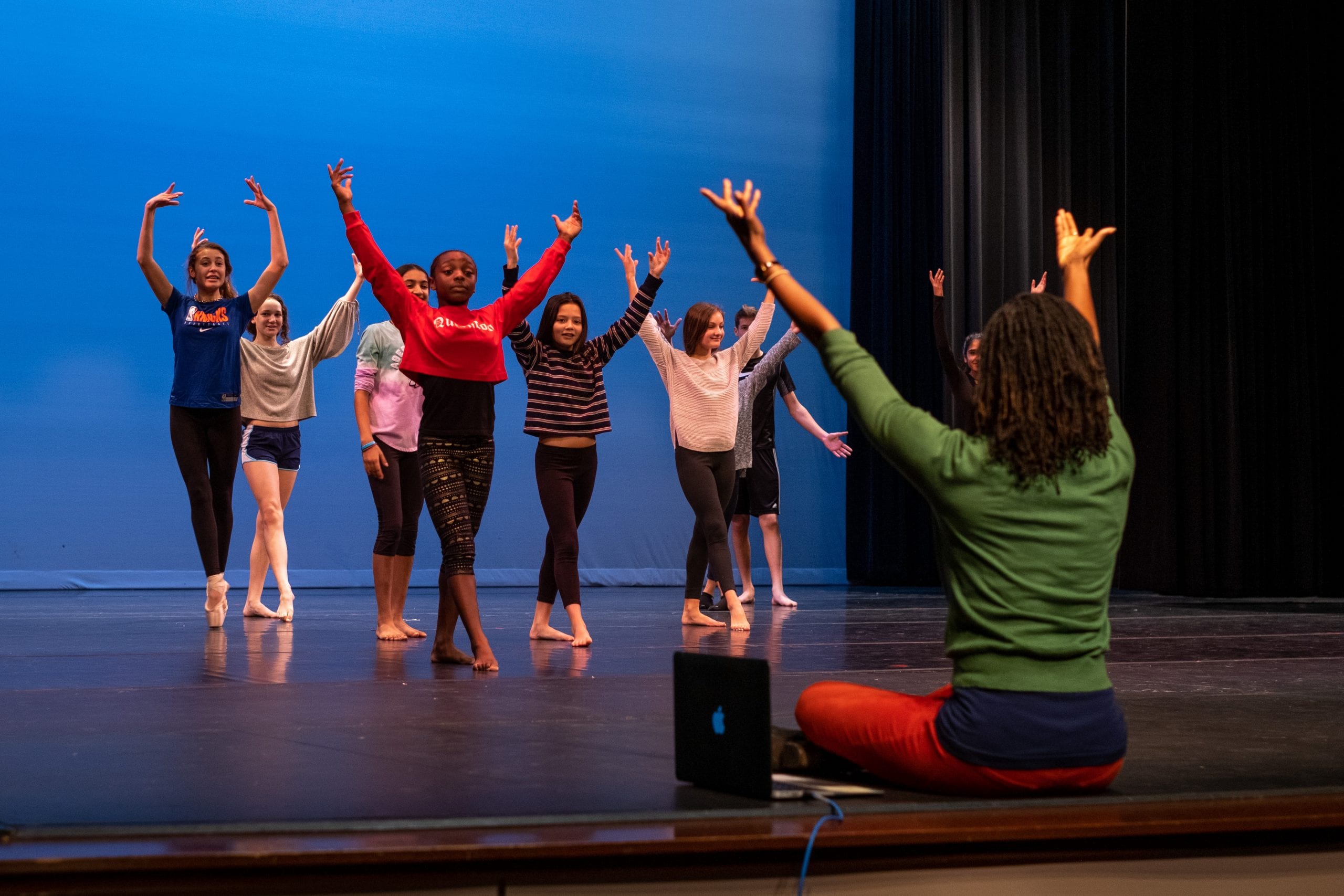 middle school dancers on stage