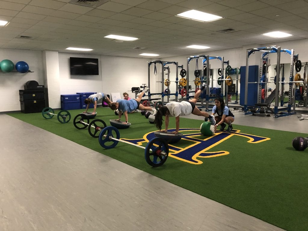 Fitness center strength and conditioning room