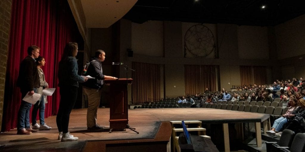 Students in Berger Hall Theater